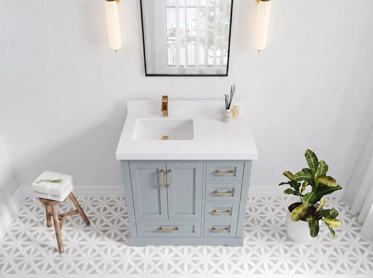 Boston 36 in. W x 22 in. D Left Offset Sink Bathroom Vanity