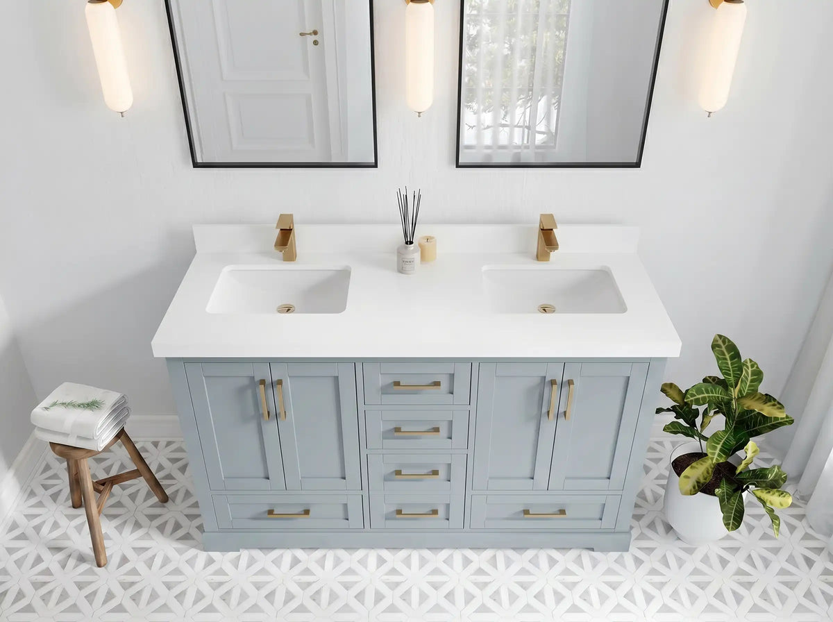 Boston 60 in. W x 22 in. D Double Sink Bathroom Vanity