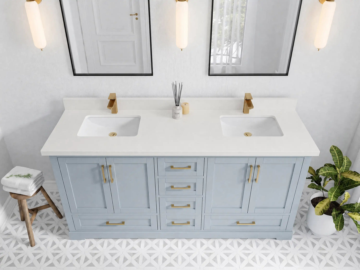 Boston 72 in. W x 22 in. D Double Sink Bathroom Vanity