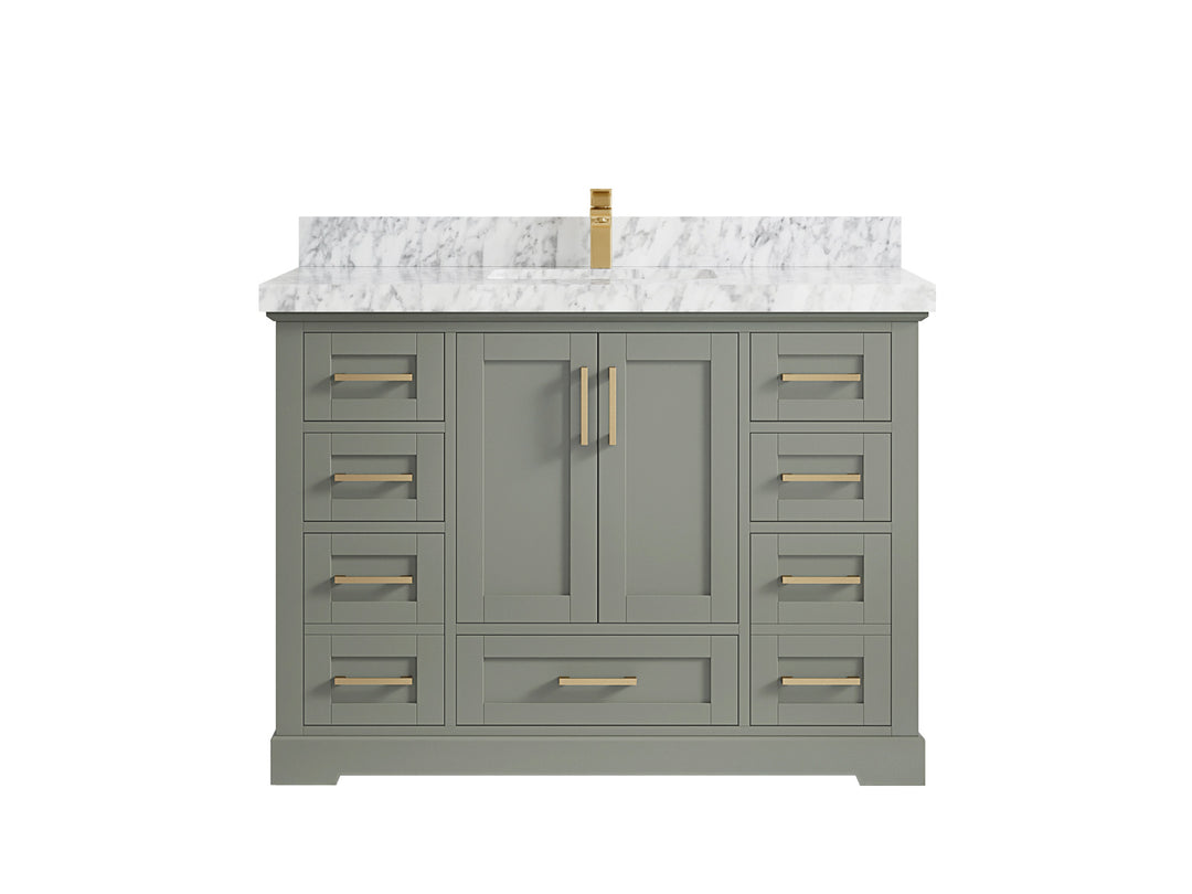 Boston 48 in. W x 22 in. D Single Sink Bathroom Vanity in Evergreen with 2 in Carrara Marble Countertop