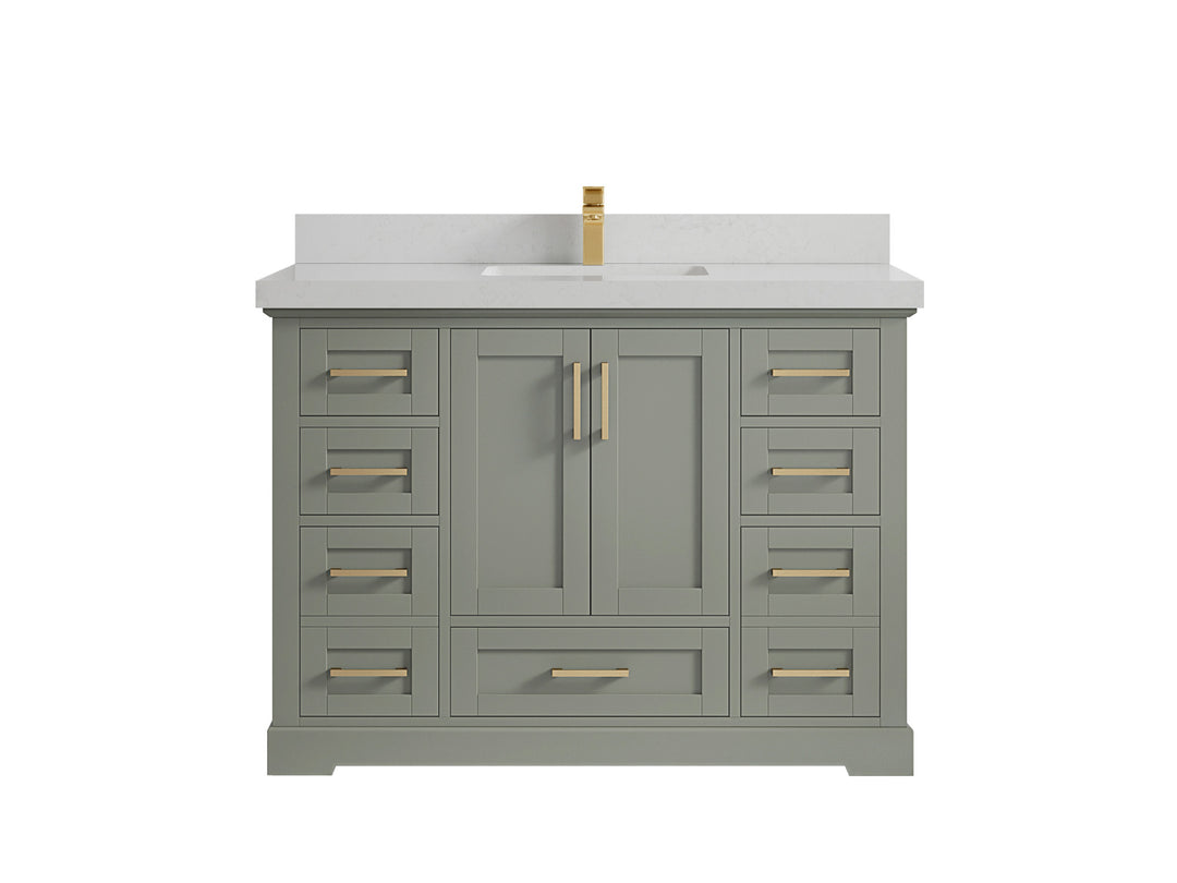 Boston 48 in. W x 22 in. D Single Sink Bathroom Vanity in Evergreen with 2 in Carrara Quartz Countertop