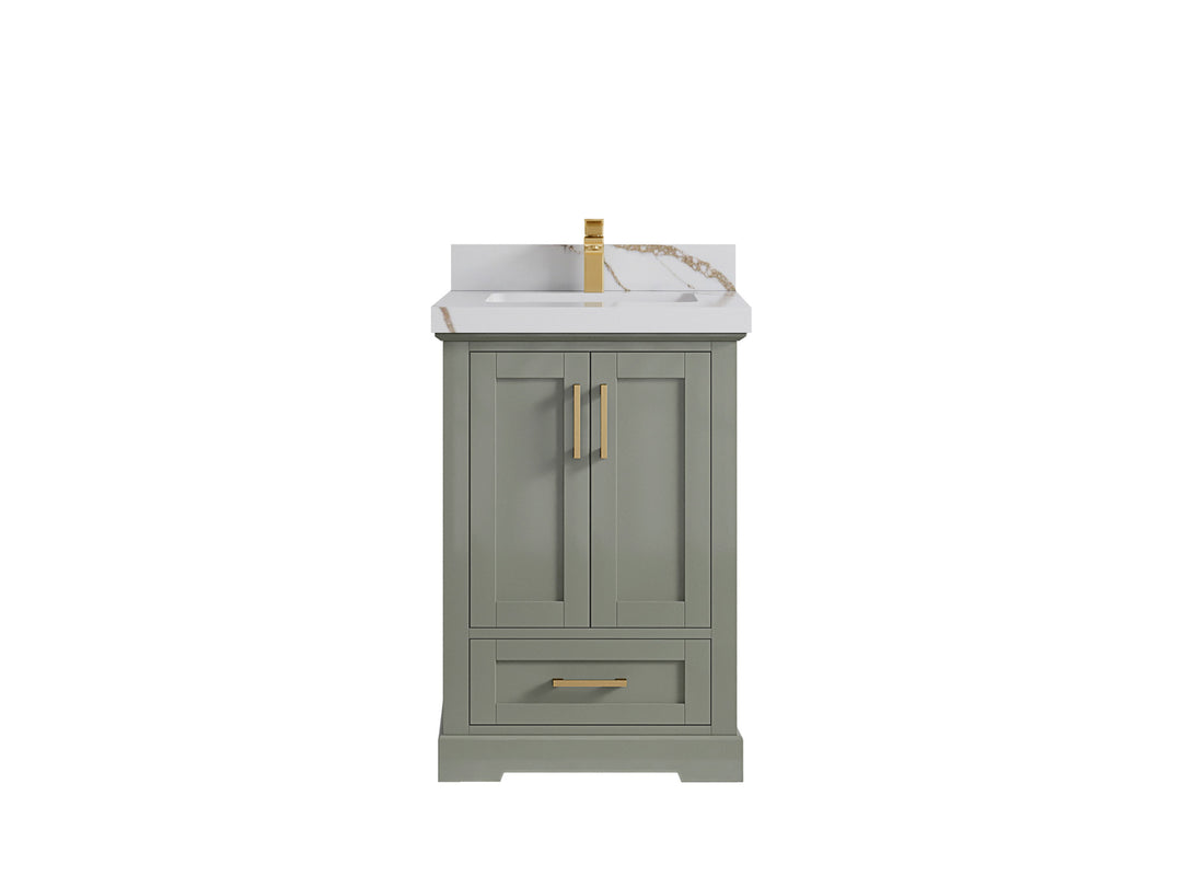 Boston 24 in. W x 22 in. D Single Sink Bathroom Vanity in Evergreen with 2 in Calacatta Gold Countertop