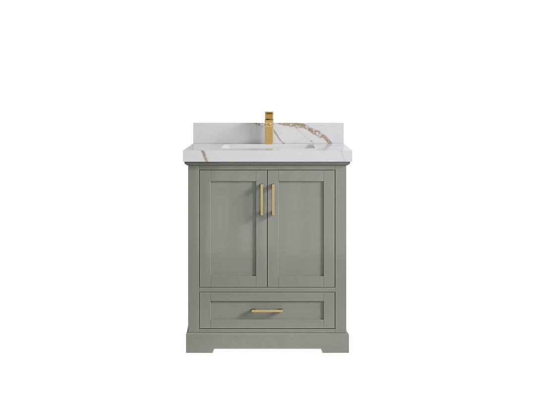 Boston 30 in. W x 22 in. D Single Sink Bathroom Vanity in Evergreen with 2 in Calacatta Gold Countertop