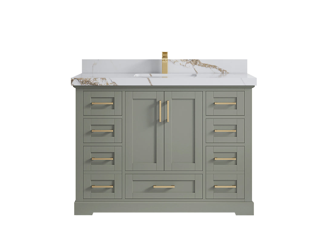Boston 48 in. W x 22 in. D Single Sink Bathroom Vanity in Evergreen with 2 in Calacatta Gold Countertop