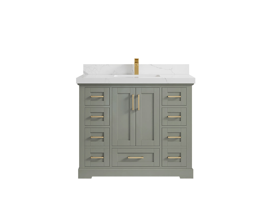 Boston 42 in. W x 22 in. D Single Sink Bathroom Vanity in Evergreen with 2 in Calacatta Laza Countertop