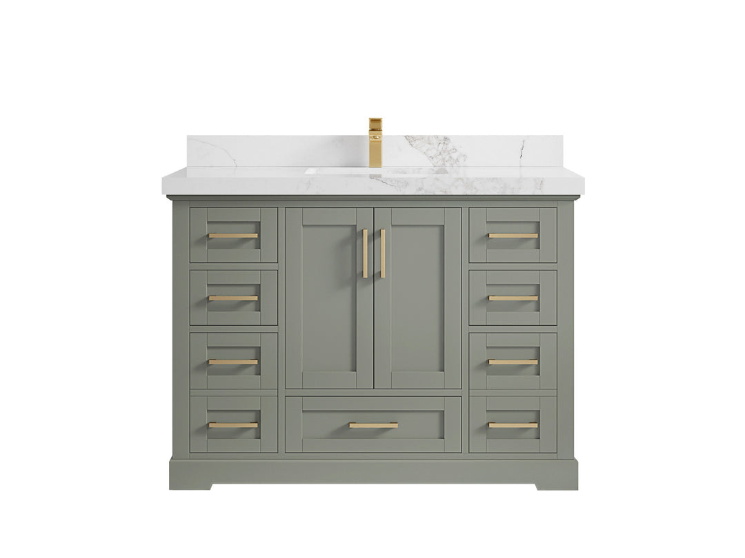 Boston 48 in. W x 22 in. D Single Sink Bathroom Vanity in Evergreen with 2 in Calacatta Nuvo Countertop