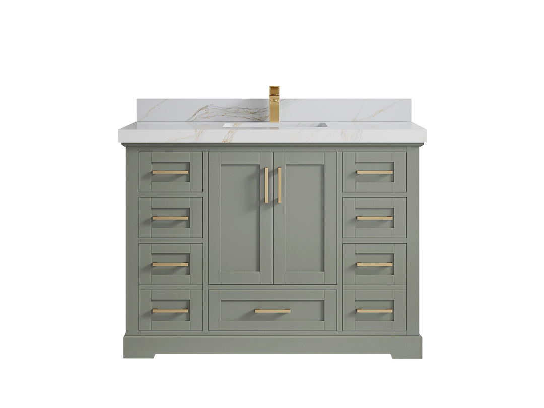 Boston 48 in. W x 22 in. D Single Sink Bathroom Vanity in Evergreen with 2 in Calacatta Sienna Countertop