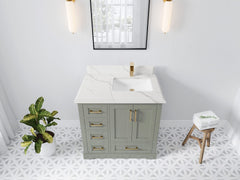 Boston 36 in. W x 22 in. D Right Offset Sink Bathroom Vanity - photo 43
