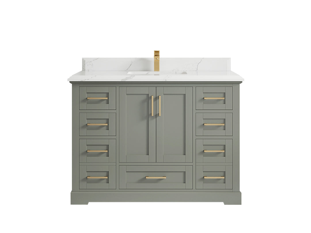 Boston 48 in. W x 22 in. D Single Sink Bathroom Vanity in Evergreen with 1.5 in Double Cove Edge Calacatta Laza Countertop