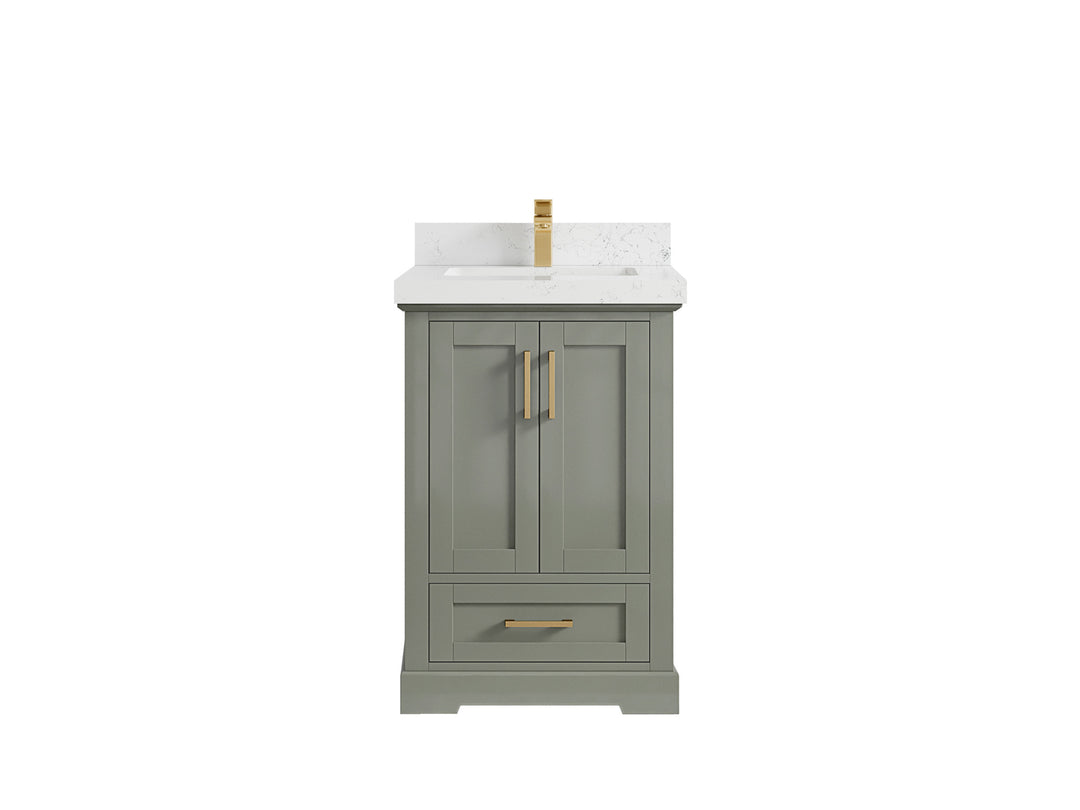 Boston 24 in. W x 22 in. D Single Sink Bathroom Vanity in Evergreen with 2 in Empira White Countertop