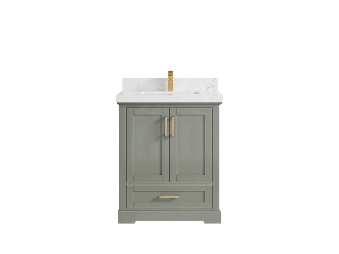 Boston 30 in. W x 22 in. D Single Sink Bathroom Vanity in Evergreen with 2 in Empira White Countertop