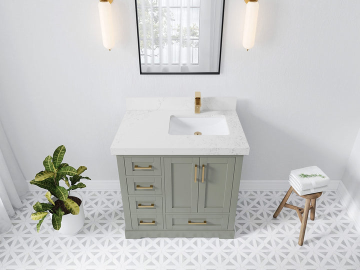 Boston 36 in. W x 22 in. D Right Offset Sink Bathroom Vanity - photo 27