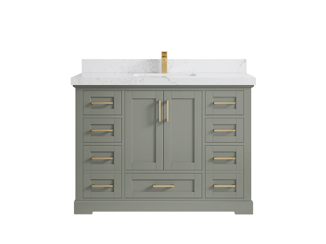 Boston 48 in. W x 22 in. D Single Sink Bathroom Vanity in Evergreen with 2 in Empira White Countertop