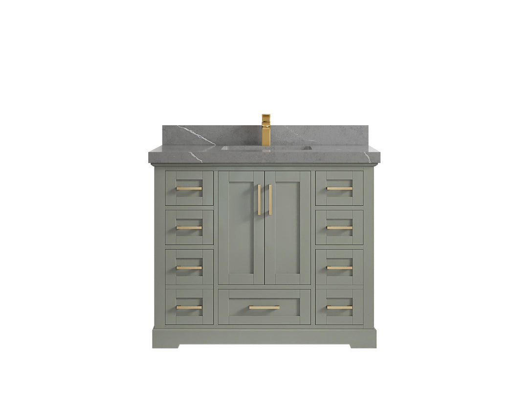 Boston 42 in. W x 22 in. D Single Sink Bathroom Vanity in Evergreen with 2 in Piatra Gray Quartz Countertop