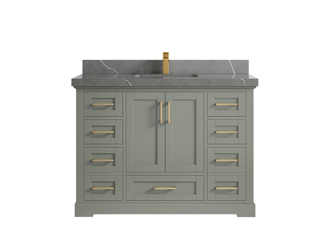 Boston 48 in. W x 22 in. D Single Sink Bathroom Vanity in Evergreen with 2 in Piatra Gray Quartz Countertop