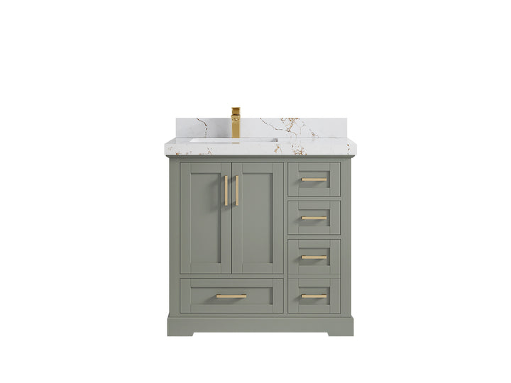 Boston 36 in. W x 22 in. D Left Offset Sink Bathroom Vanity - photo 36