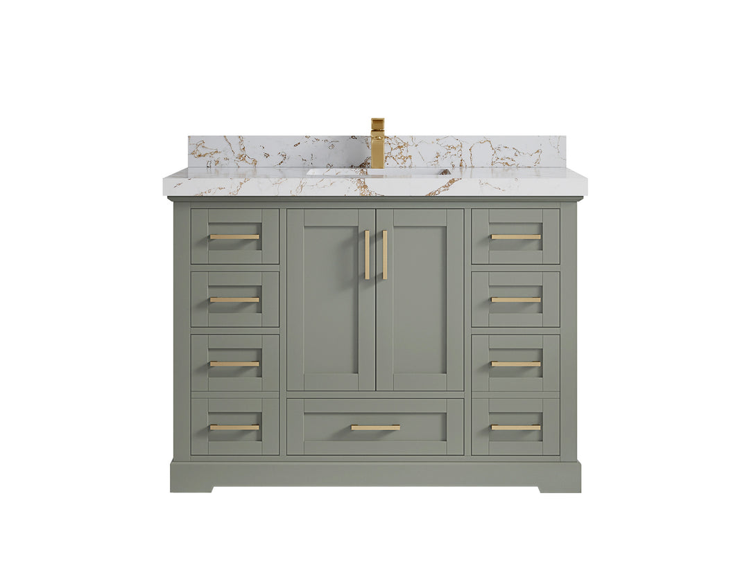 Boston 48 in. W x 22 in. D Single Sink Bathroom Vanity in Evergreen with 2 in Viola Night Quartz Countertop
