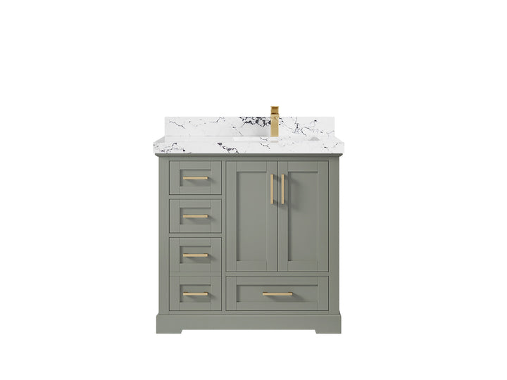 Boston 36 in. W x 22 in. D Right Offset Sink Bathroom Vanity - photo 38