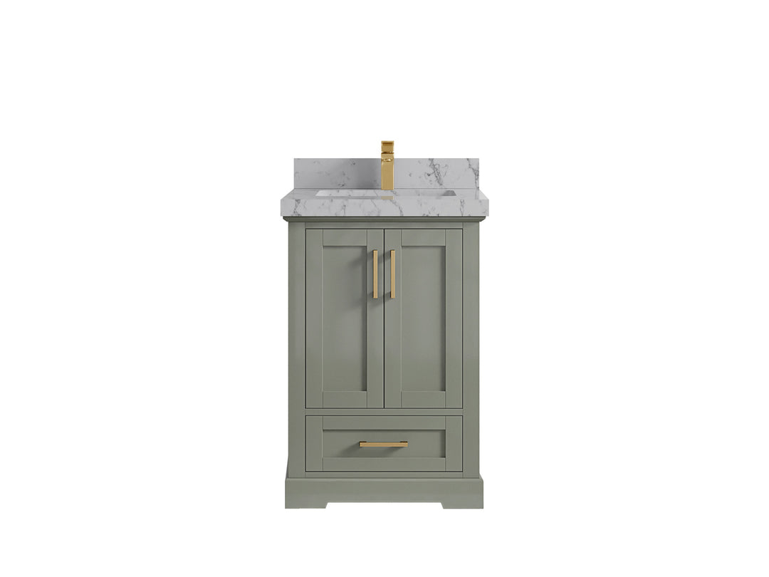 Boston 24 in. W x 22 in. D Single Sink Bathroom Vanity in Evergreen with 2 in Venatino Quartz Countertop