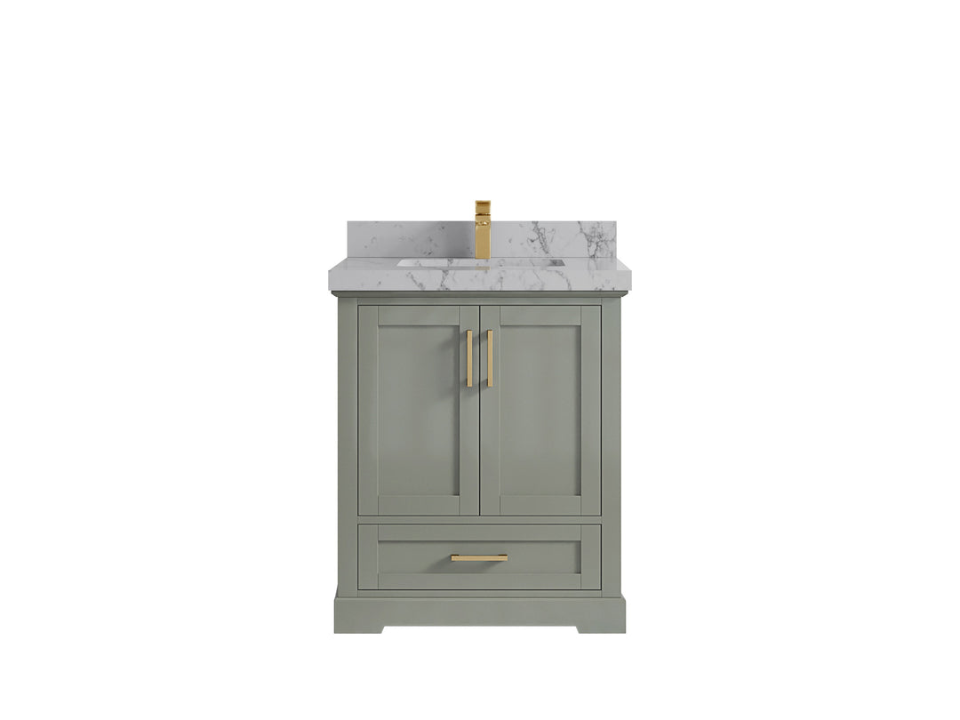 Boston 30 in. W x 22 in. D Single Sink Bathroom Vanity in Evergreen with 2 in Venatino Quartz Countertop
