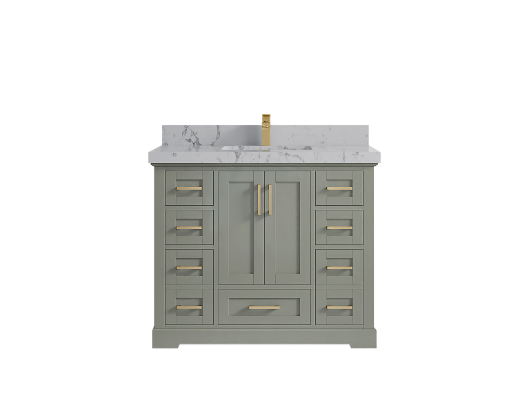 Boston 42 in. W x 22 in. D Single Sink Bathroom Vanity in Evergreen with 2 in Venatino Quartz Countertop