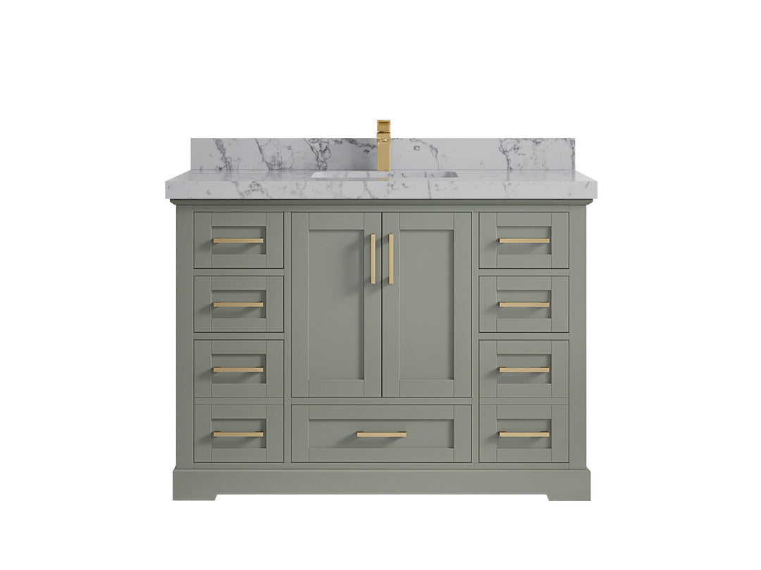 Boston 48 in. W x 22 in. D Single Sink Bathroom Vanity in Evergreen with 2 in Venatino Quartz Countertop