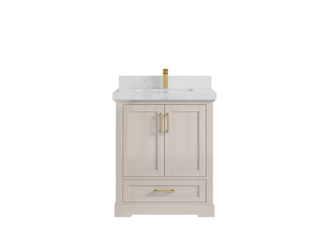 Boston 30 in. W x 22 in. D Single Sink Bathroom Vanity in Fine Grain with 2 in Calacatta Nuvo Countertop
