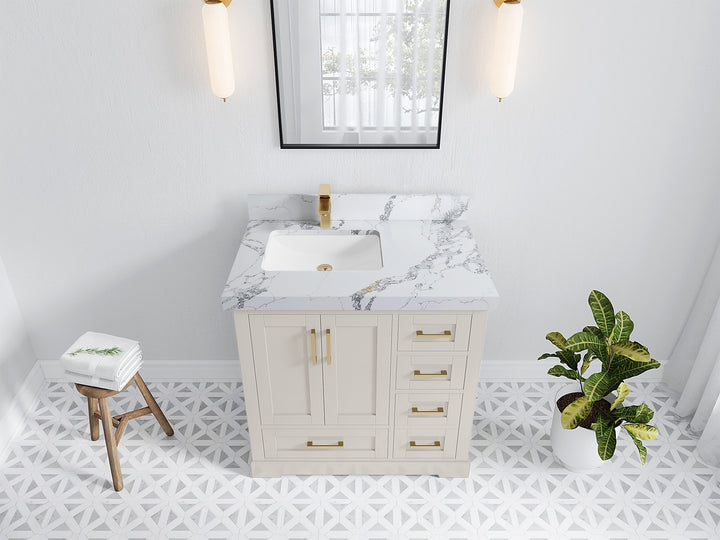 Boston 36 in. W x 22 in. D Left Offset Sink Bathroom Vanity - photo 24