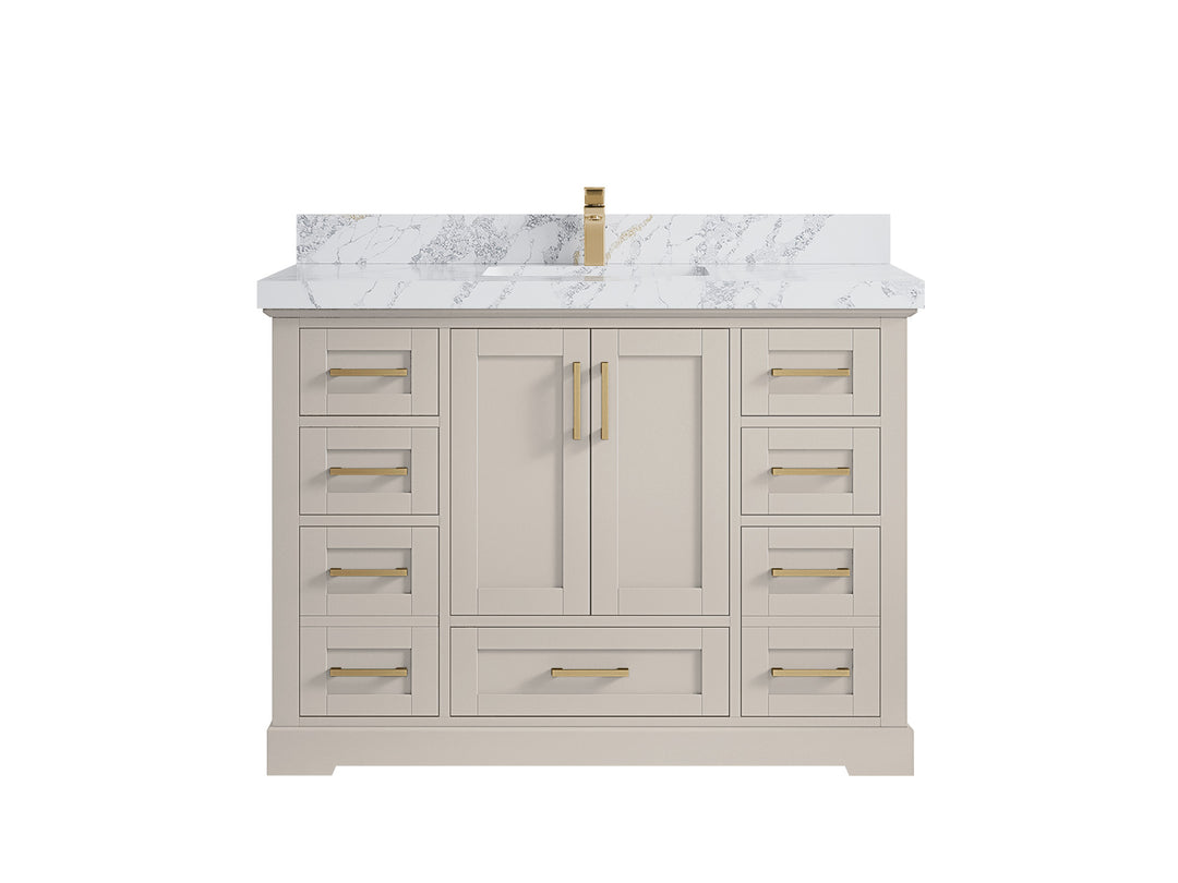 Boston 48 in. W x 22 in. D Single Sink Bathroom Vanity in Fine Grain with 2 in Calacatta Poanazzo Countertop