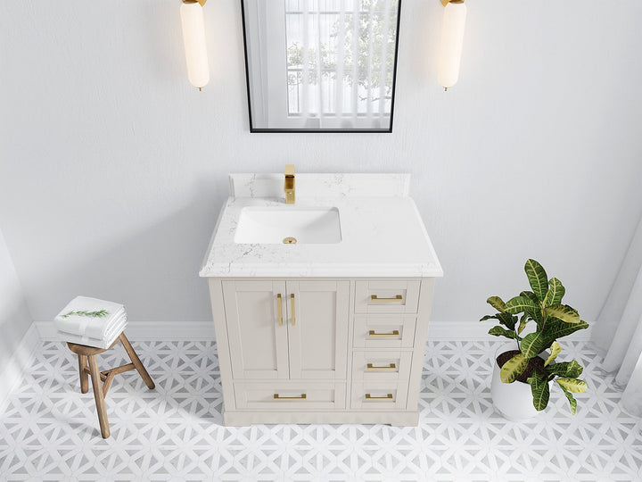 Boston 36 in. W x 22 in. D Left Offset Sink Bathroom Vanity - photo 46