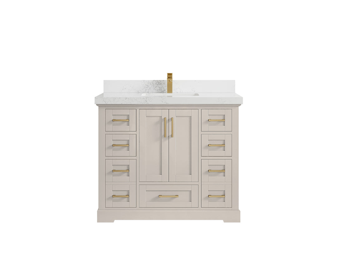 Boston 42 in. W x 22 in. D Single Sink Bathroom Vanity in Fine Grain with 2 in Empira White Countertop