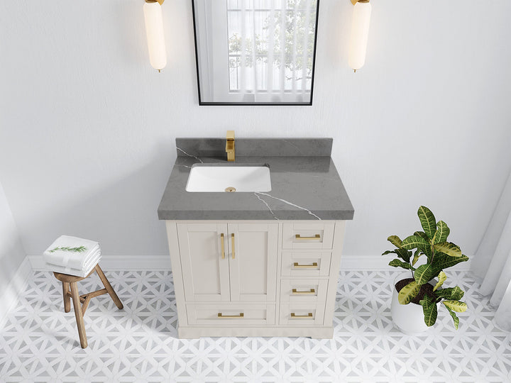 Boston 36 in. W x 22 in. D Left Offset Sink Bathroom Vanity - photo 32