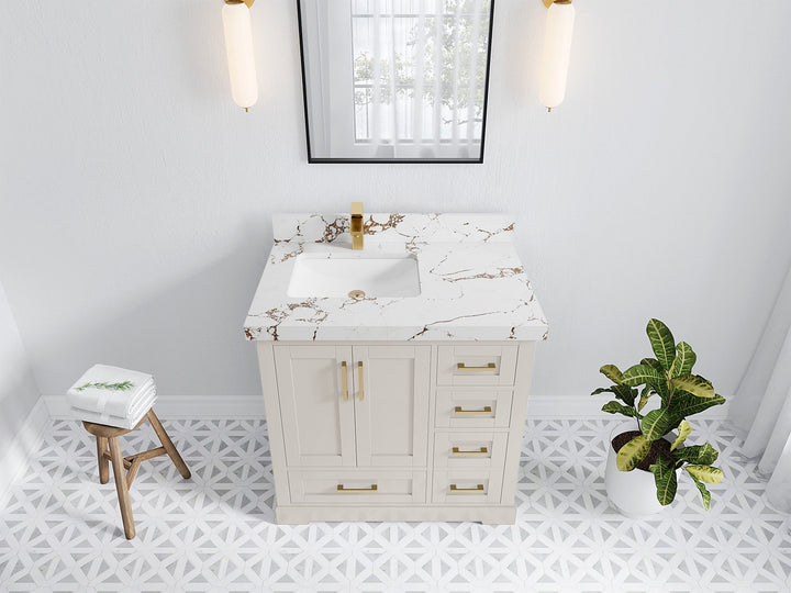 Boston 36 in. W x 22 in. D Left Offset Sink Bathroom Vanity - photo 36