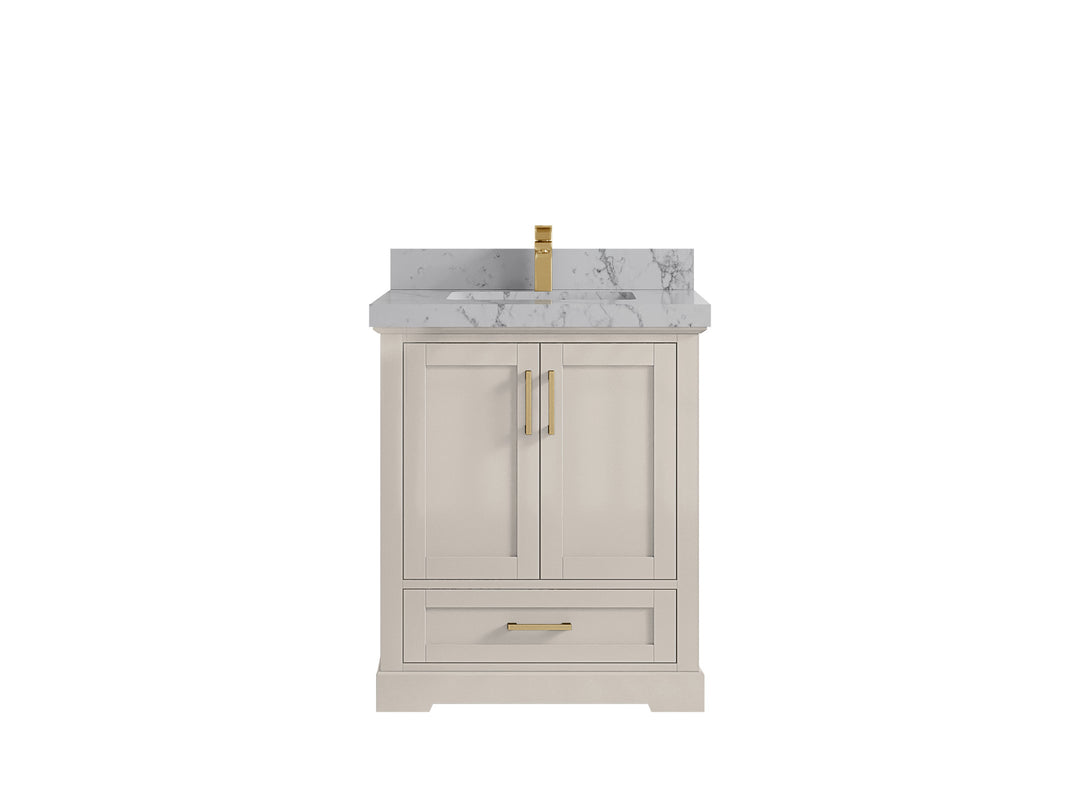 Boston 30 in. W x 22 in. D Single Sink Bathroom Vanity in Fine Grain with 2 in Venatino Quartz Countertop