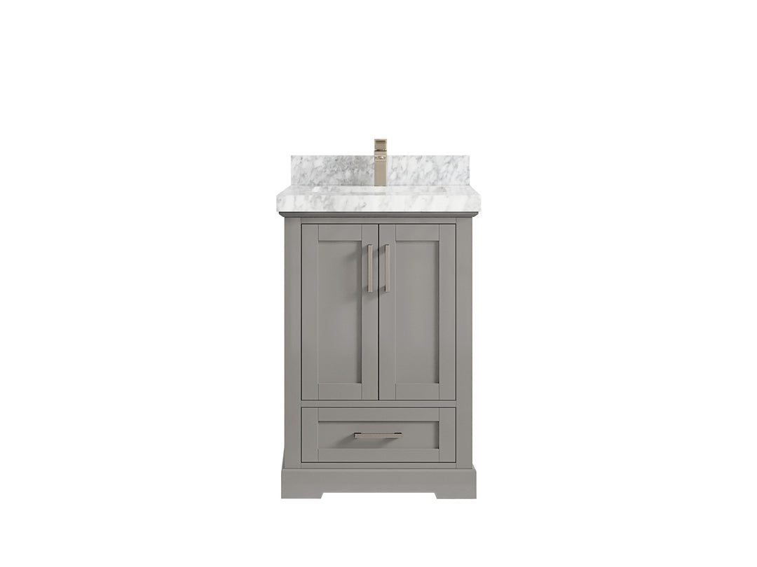 Boston 24 in. W x 22 in. D Single Sink Bathroom Vanity in Elephant Skin Gray with 2 in Carrara Marble Countertop