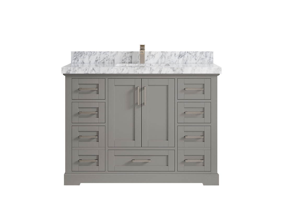 Boston 48 in. W x 22 in. D Single Sink Bathroom Vanity in Elephant Skin Gray with 2 in Carrara Marble Countertop