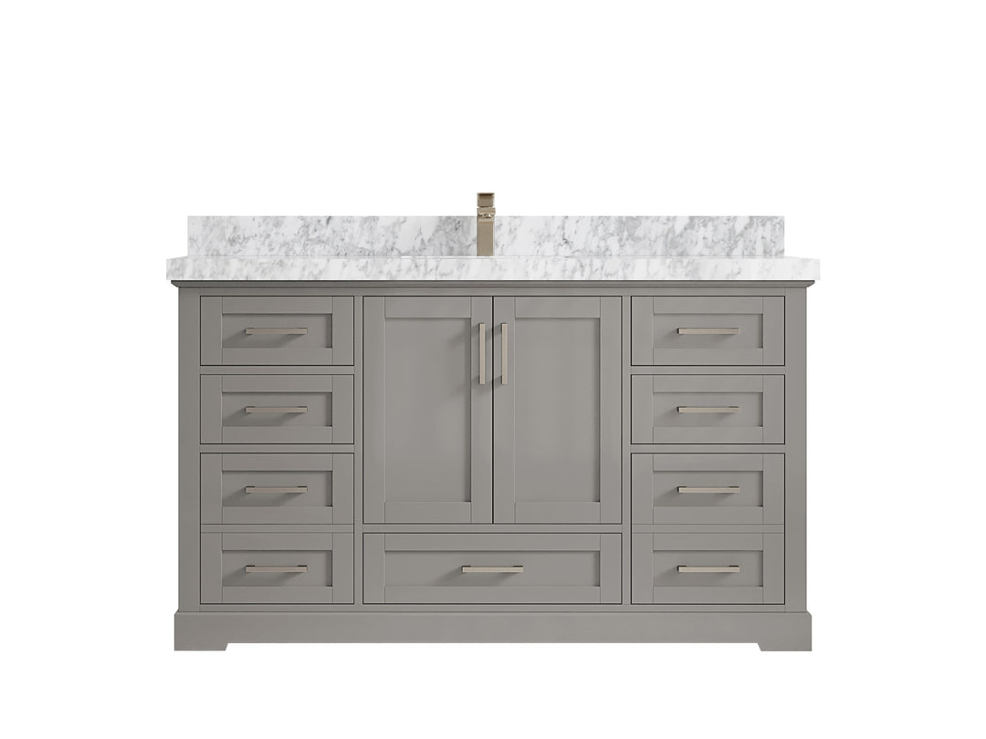 Boston 60 in. W x 22 in. D Single Sink Bathroom Vanity in Elephant Skin Gray with 2 in Carrara Marble Countertop