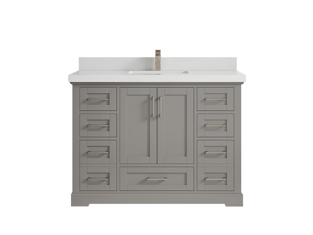 Boston 48 in. W x 22 in. D Single Sink Bathroom Vanity in Elephant Skin Gray with 2 in Carrara Quartz Countertop