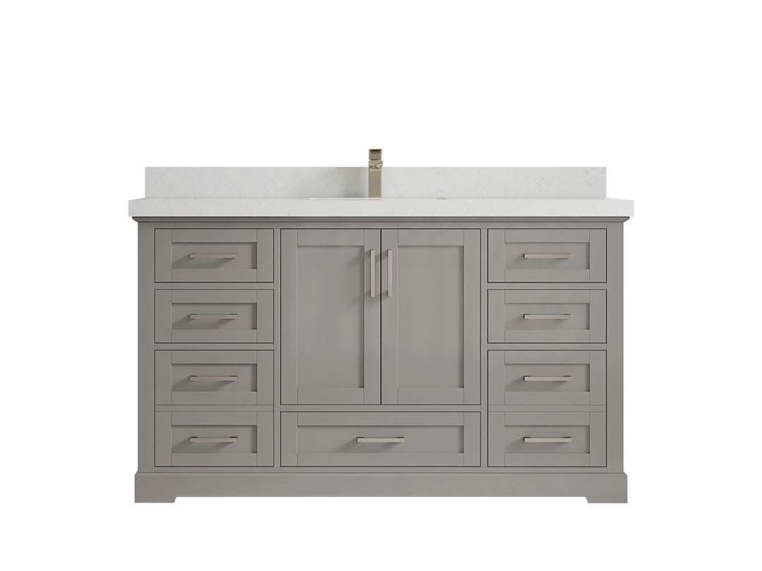 Boston 60 in. W x 22 in. D Single Sink Bathroom Vanity in Elephant Skin Gray with 2 in Carrara Quartz Countertop