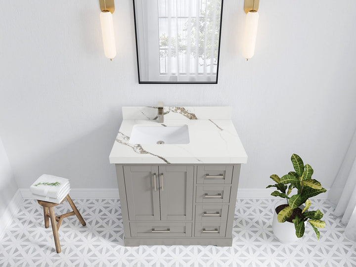Boston 36 in. W x 22 in. D Left Offset Sink Bathroom Vanity - photo 19
