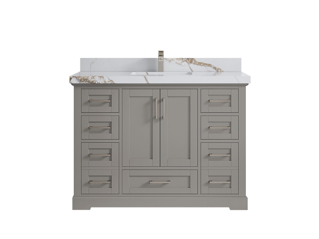 Boston 48 in. W x 22 in. D Single Sink Bathroom Vanity in Elephant Skin Gray with 2 in Calacatta Gold Countertop