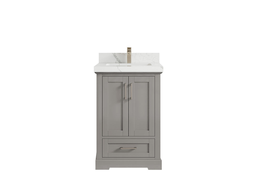 Boston 24 in. W x 22 in. D Single Sink Bathroom Vanity in Elephant Skin Gray with 2 in Calacatta Laza Countertop