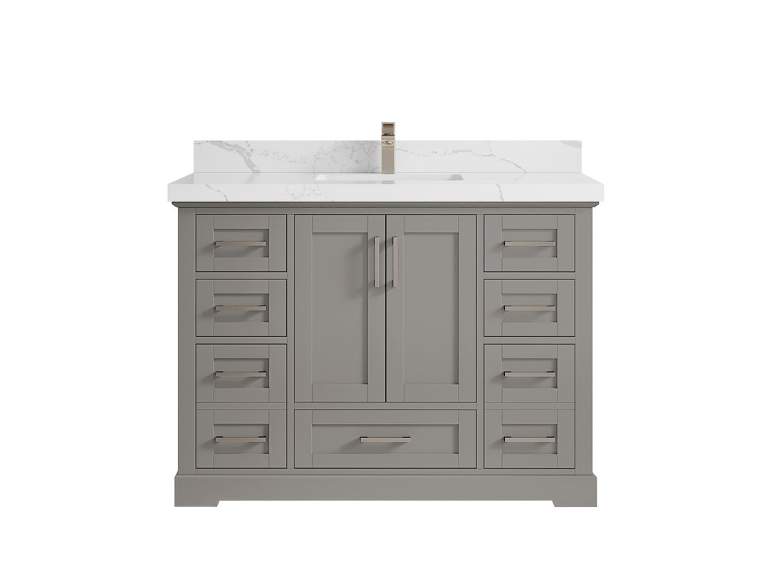 Boston 48 in. W x 22 in. D Single Sink Bathroom Vanity in Elephant Skin Gray with 2 in Calacatta Laza Countertop