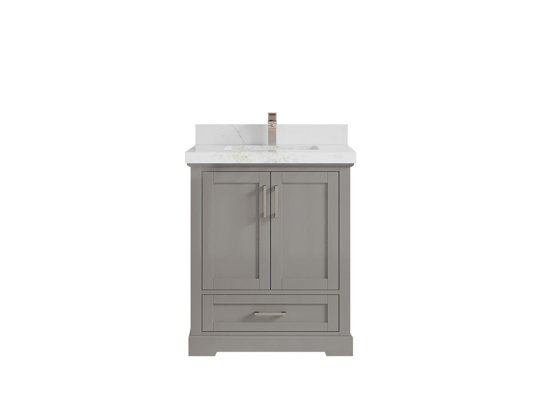 Boston 30 in. W x 22 in. D Single Sink Bathroom Vanity in Elephant Skin Gray with 2 in Calacatta Nuvo Countertop