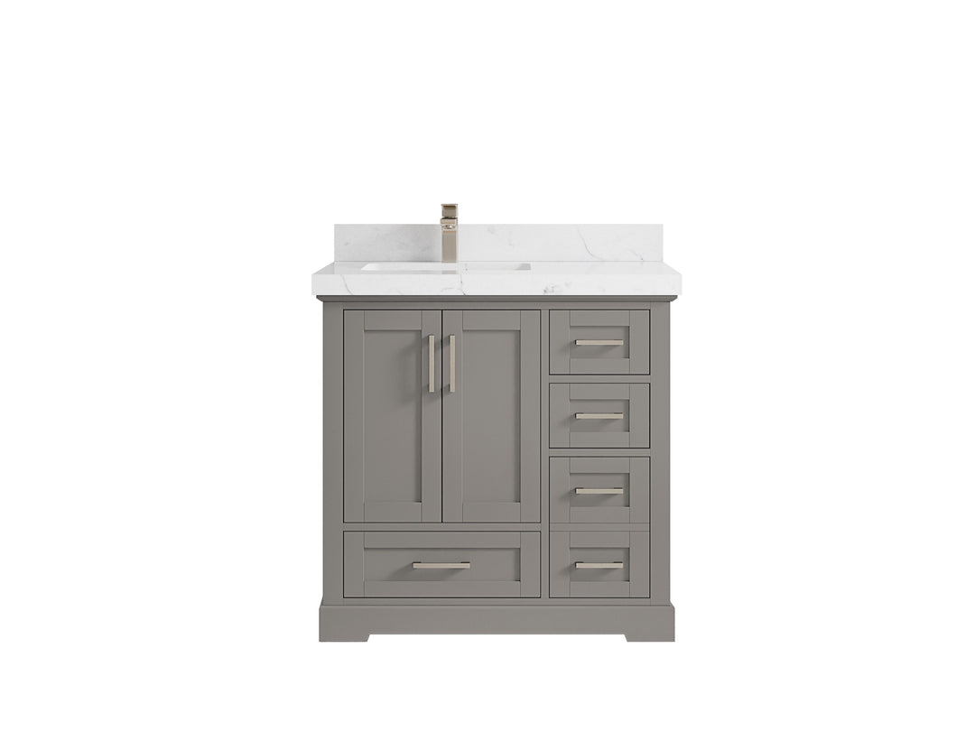 Boston 36 in. W x 22 in. D Single Sink Bathroom Vanity in Elephant Skin Gray with 2 in Calacatta Nuvo Countertop