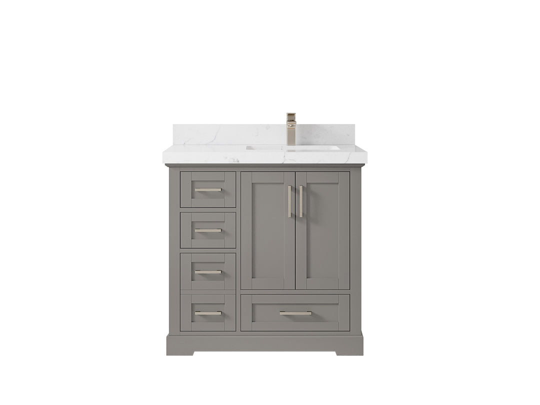 Boston 36 in. W x 22 in. D Single Sink Bathroom Vanity in Elephant Skin Gray with 2 in Calacatta Nuvo Countertop