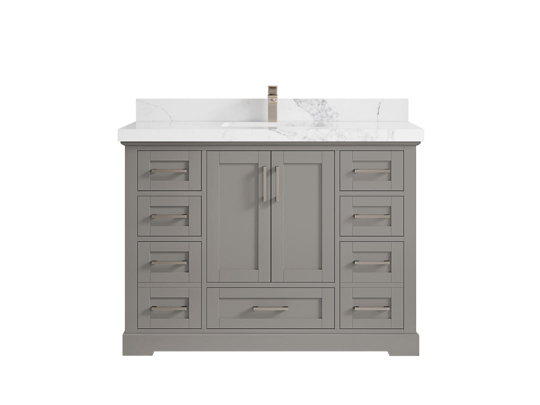 Boston 48 in. W x 22 in. D Single Sink Bathroom Vanity in Elephant Skin Gray with 2 in Calacatta Nuvo Countertop