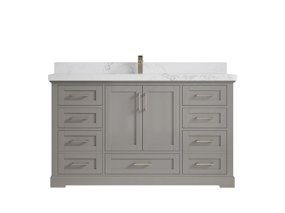 Boston 60 in. W x 22 in. D Single Sink Bathroom Vanity in Elephant Skin Gray with 2 in Calacatta Nuvo Countertop