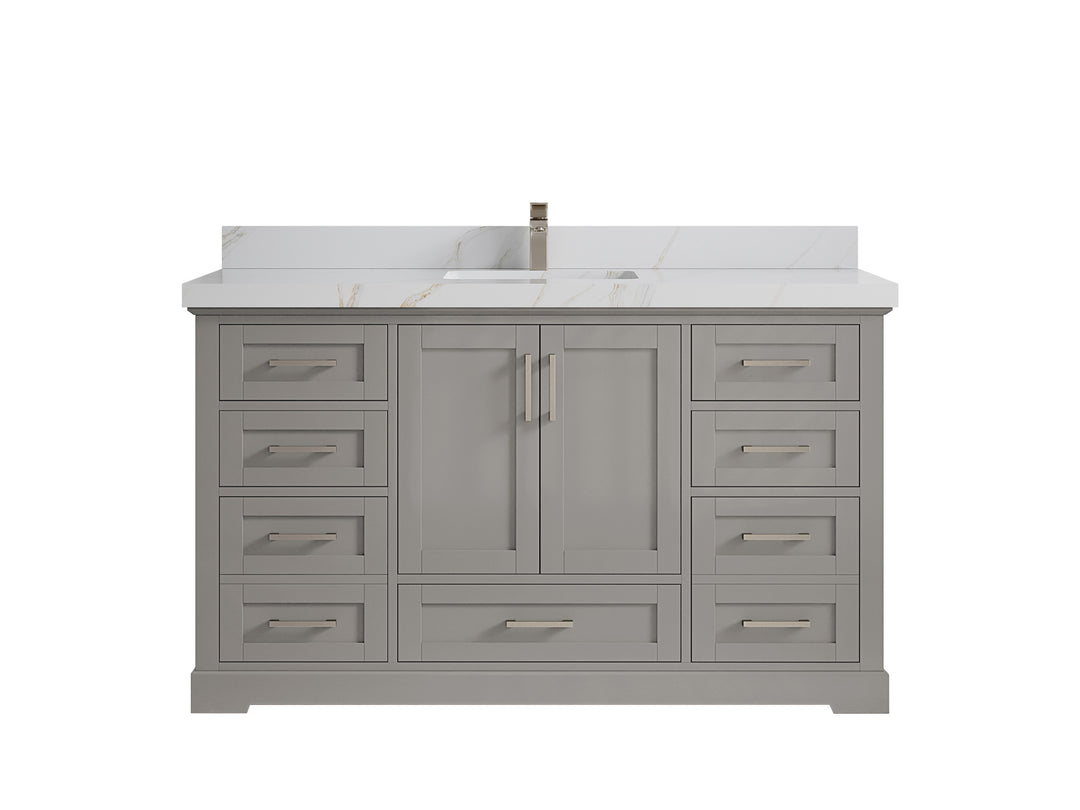 Boston 60 in. W x 22 in. D Single Sink Bathroom Vanity in Elephant Skin Gray with 2 in Calacatta Sienna Countertop