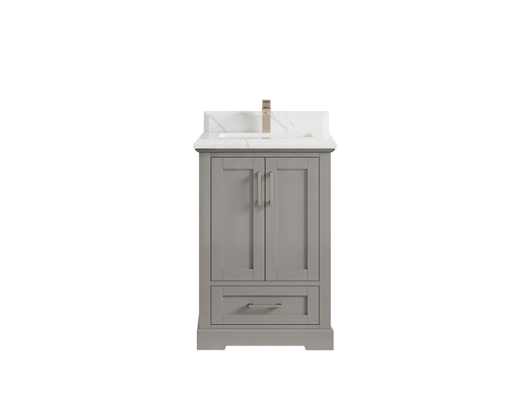 Boston 24 in. W x 22 in. D Single Sink Bathroom Vanity in Elephant Skin Gray with 1.5 in Double Cove Edge Calacatta Laza Countertop